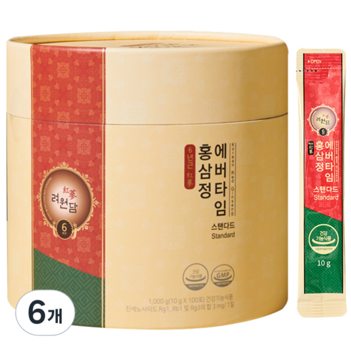 려원담 6년근 홍삼정 에버타임 스탠다드, 1000g, 6개