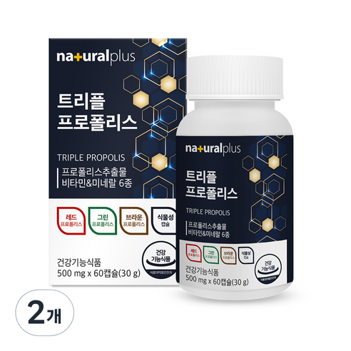 내츄럴플러스 트리플 프로폴리스 30g, 60정, 2개