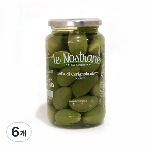 르노스트라네 벨라 디 체리뇰라 올리브 절임, 560g, 6개