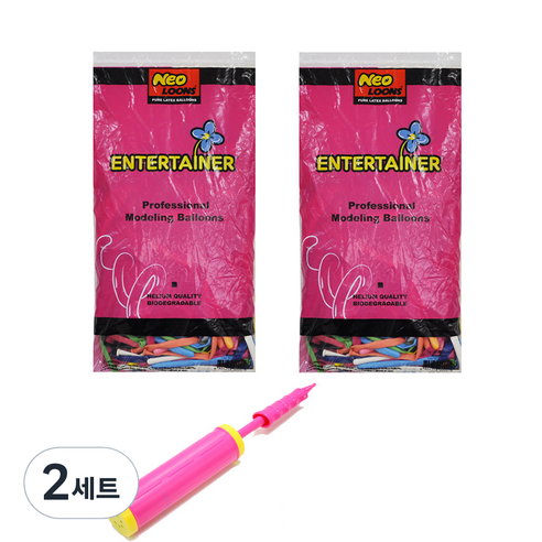 파티쇼 네오룬스 260N 요술풍선 스탠다드 혼합 200p + 손펌프, 랜덤 발송(손펌프), 2세트