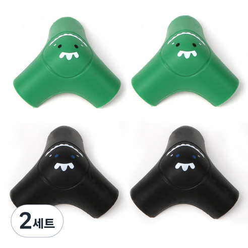 엘로시오 공룡 코너보호대 블랙 2p + 그린 2p, 2세트, 블랙 + 그린