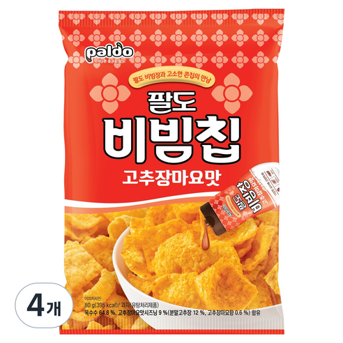 팔도 비빔칩 고추장마요맛, 4개, 80g