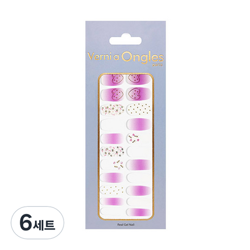 베르니아옹글스 리얼 젤네일 스티커 22p + 파일 + 알콜솜 세트, V-39 청순라벤더, 6세트