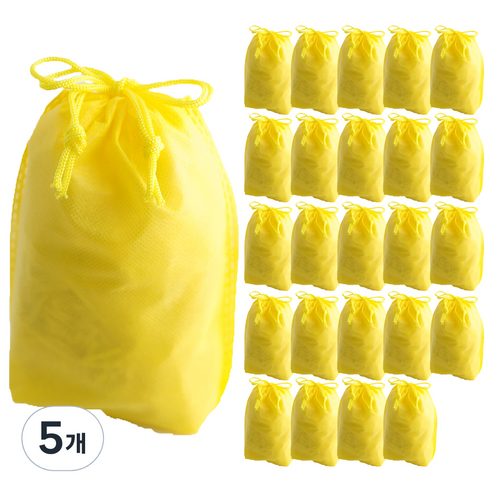 부직포 복주머니 더스트백 10 x 19 cm 25p, 옐로, 5개