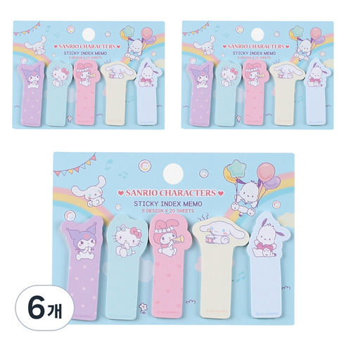 산리오 귀여운 인덱스 점착메모지, 6개, 1개입