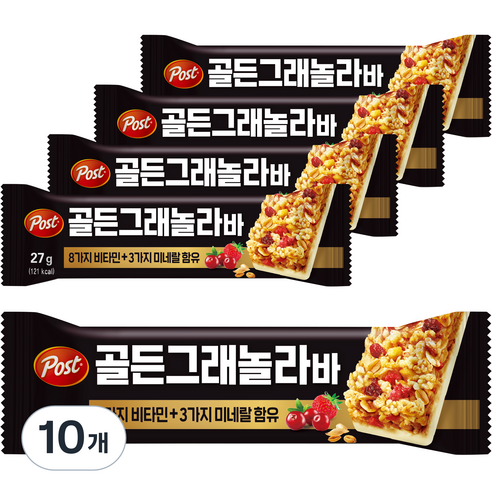 동서식품 포스트 골든 그래놀라 밀크바, 27g, 10개