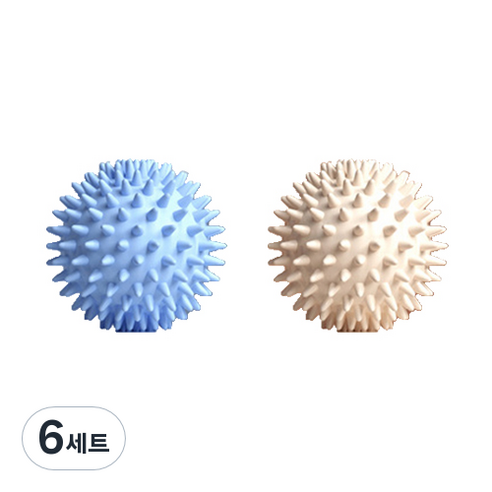 작지만 옹골찬 마사지 고슴도치 요가볼 2종 세트, 6세트, 블루 + 아이보리