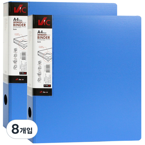 VIC 신소재 D링 바인더 5cm 3공, 청색, 8개입
