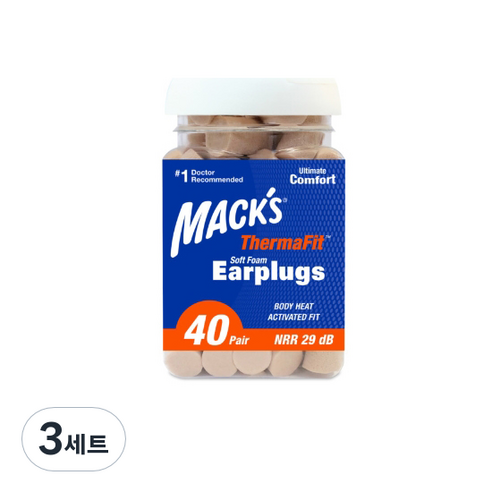Macks 떨마핏 수면 귀마개 80p, 3개