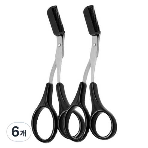 딥톡 눈썹 숱 정리 가위 DT0019, 6개, 블랙