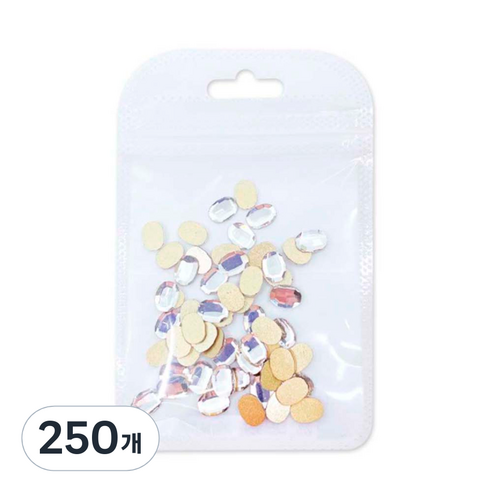 메이브라운 네일스톤 대용량 롱오발 네일파츠 6 x 8 mm, 크리스탈, 250개