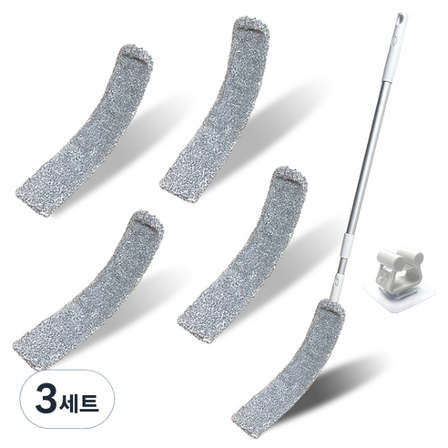 핌 틈새 먼지 청소 밀대 + 길이조절봉 + 걸레포 5p + 틈새솔 + 이지벽걸이 세트, 3세트