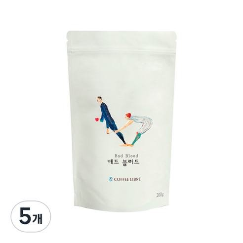 커피리브레 배드 블러드 블렌드 원두, 200g, 5개, 홀빈(분쇄안함)