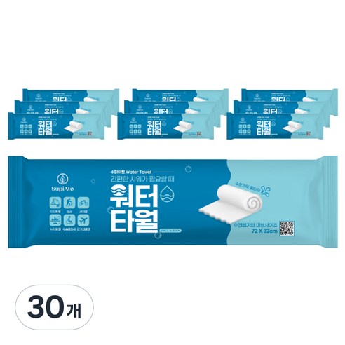수피아토 워터타월 대형사이즈, 1개입, 30개