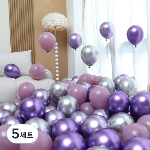 피앤비유니티 풍선 50p 세트 보라, 02 라벤다 4색혼합, 5세트