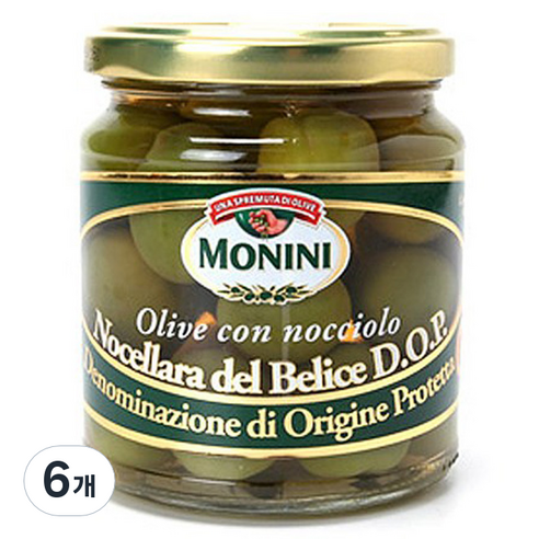 모니니)그린올리브(씨있는것), 300g, 6개