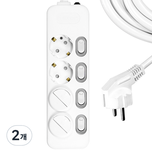 써지오 개별 스위치 멀티탭 4구 DH-1648-MT + 안전커버 2p, 10m, 2개