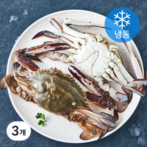 꽃게명가 국내산 이력추적 살이 꽉찬 통 숫꽃게 (냉동), 500g, 3개