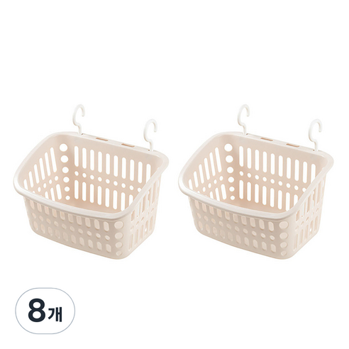행복앤 걸이식 수납 다용도 바구니, 아이보리, 8개