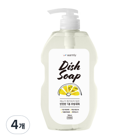 웜리 베이킹소다 1종 주방세제 레몬향, 780ml, 4개