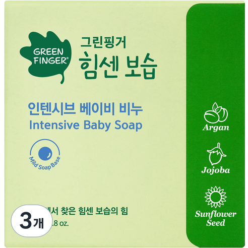 그린핑거 힘센 보습 인텐시브 베이비 비누, 80g, 3개
