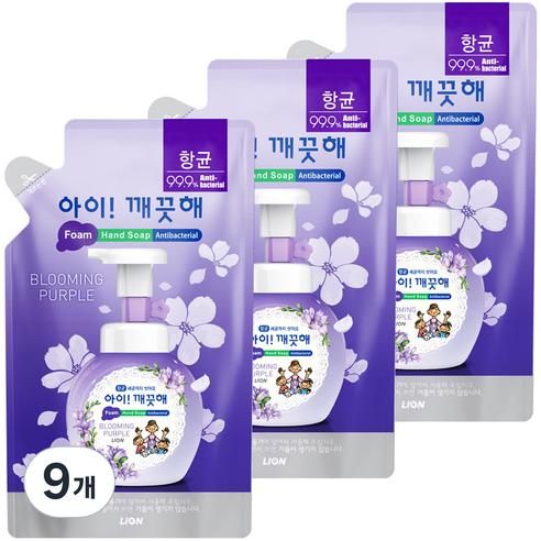 아이깨끗해 핸드워시 리필 블루밍퍼플, 200ml, 9개