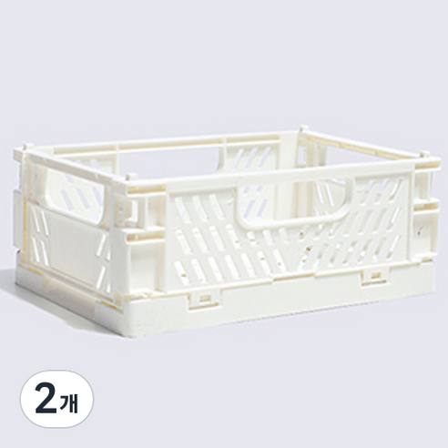 다용도 수납 정리함 폴딩 박스 S, 화이트, 2개
