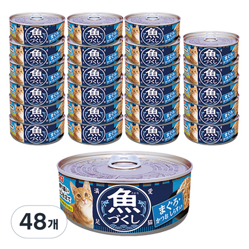 챠오 이나바 고양이 생선가득캔, 48개, 60g, 혼합맛(참치/가다랑어/치어)