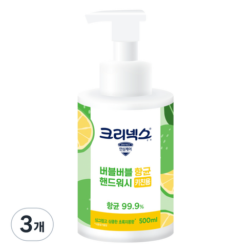 크리넥스 버블버블 키친 핸드워시 초록자몽향, 500ml, 3개