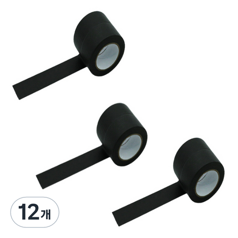 만들하비 컬러 종이 마스킹 테이프 2cm x 13m, 블랙, 12개