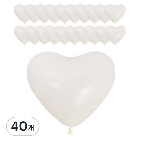 셈퍼텍스 하트풍선 30cm, 화이트, 40개