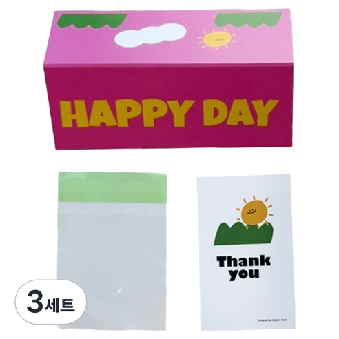 마커스스토어 알록달록 해피데이 헤더택 30p + 포장 소 30p + 카드 30p 세트, 핑크, 3세트