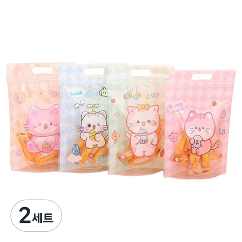 마켓감성 큐티 손잡이 구디백 4종 x 24p + 4p 랜덤발송 세트, 고양이네코, 2세트