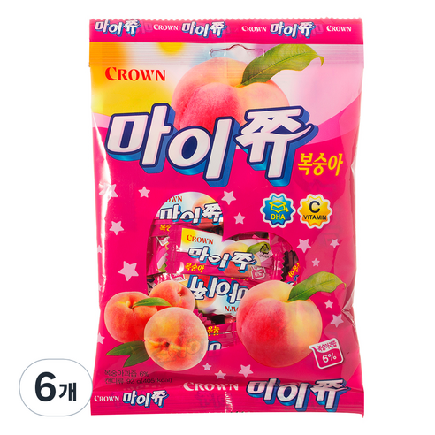 크라운 마이쮸 복숭아, 92g, 6개
