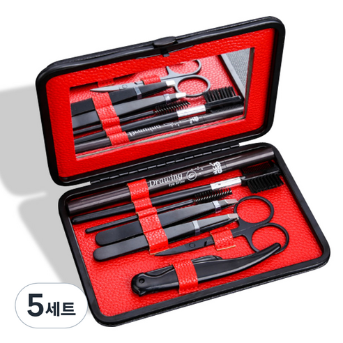 라무어 남자 눈썹 정리 7종세트, 블랙 + 레드, 5세트
