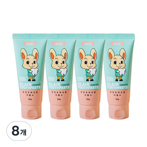 닥터이엘 키즈 크레르 저불소 치약, 60g, 8개