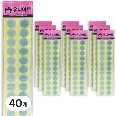 유니아트 원형찍찍이 20mm 하늘, 40개