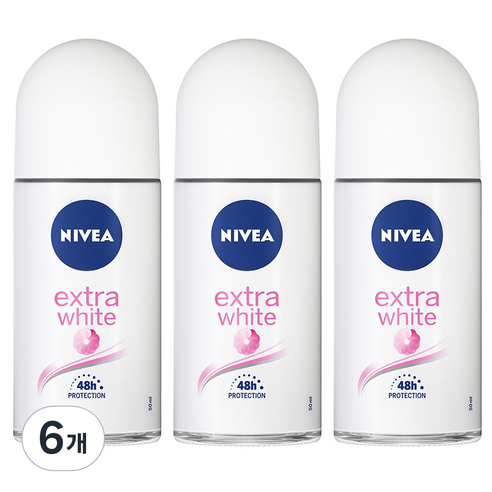 니베아 롤온 엑스트라 화이트 데오드란트, 50ml, 6개