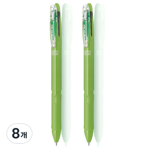 제브라 클립온 슬림 소프트 3C 3색펜 0.7mm, 라이트그린, 8개