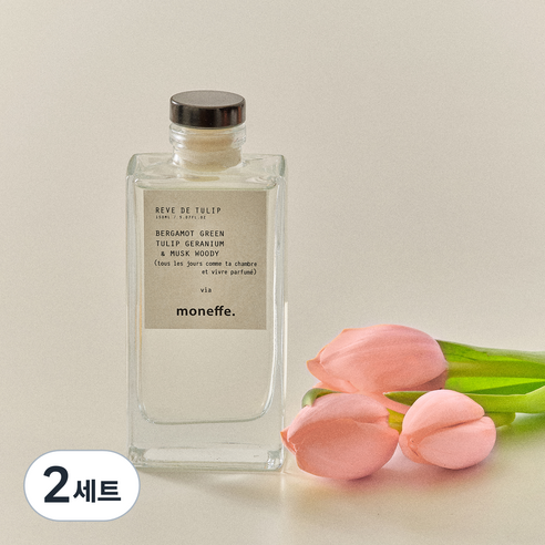 오늘 나의 리추얼 레이어드 디퓨저 인테리어 방향제 투명 용기 + 포스터 2종 세트, 레브드 튤립, 150ml, 2세트