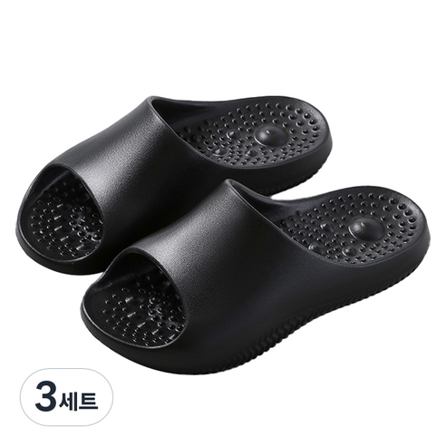 언헤브 스타일리쉬 지압 슬리퍼 세트 240, 01 블랙, 3세트