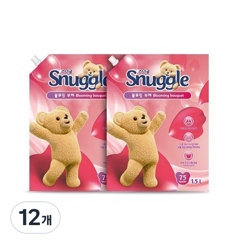 스너글 초고농축 섬유유연제 블루밍 부케 리필, 1.5L, 12개