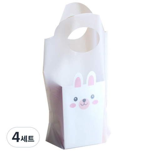 이홈베이킹 메모 팝콘 트레이 10p + 손잡이 무지봉투 10p, 토끼, 4세트