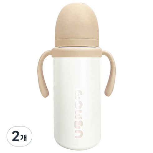 유비맘 유아용 시그니처 보온보냉 스테인리스 빨대컵 330ml, 2개, 초코