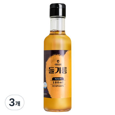 대현상회 저온압착 국산 들기름, 180ml, 3개