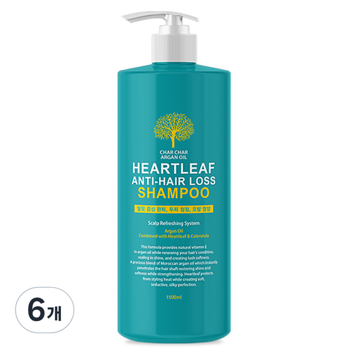 샤샤 아르간 오일 어성초 안티 헤어 로스 샴푸, 1500ml, 6개
