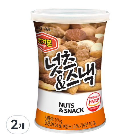 머거본 넛츠 앤 스낵, 105g, 2개