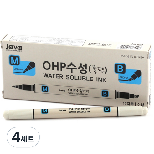 자바펜 OHP수성펜 M앤B, 검정, 48개