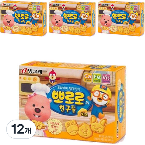 빙그레 뽀로로와친구들 치즈맛 크레커, 65g, 12개