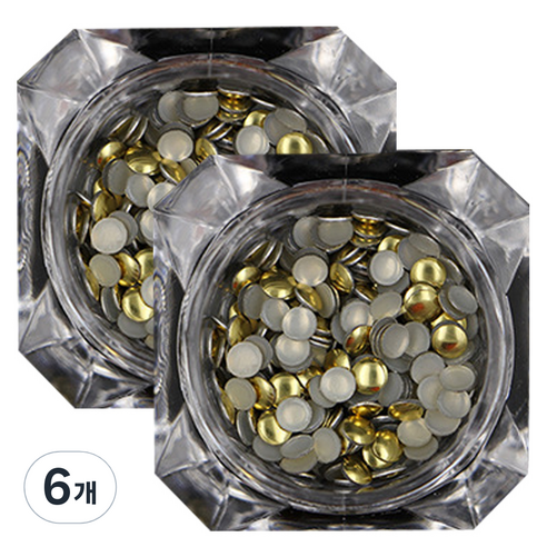 이코디 라운드 3mm 네일스톤, 골드, 6개